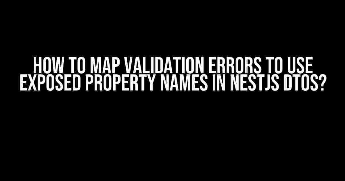 How to Map Validation Errors to Use Exposed Property Names in NestJS DTOs?