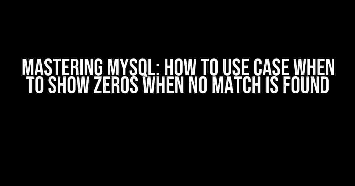 Mastering MySQL: How to Use CASE WHEN to Show Zeros When No Match is Found